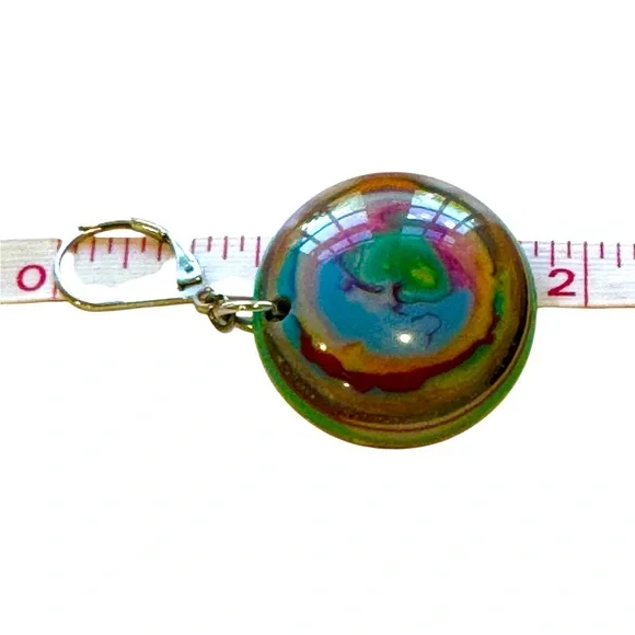 Vintage Colorful Resin Swirl Earrings. Lever backs. EUC - Picture 8 of 8